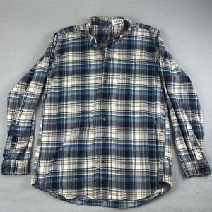Eddie Bauer Flannel Blue & White Plaid Men's, Size LT, 100% Cotton Shirt